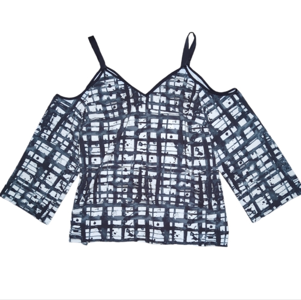 NWT Rebel X Angel Cold Shoulder Checker Top Size 1X - Picture 2 of 6
